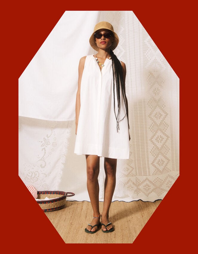 FRNCH Natalie Sleeveless Mini Dress, White (WHITE), large