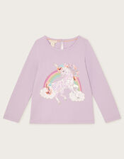 Unicorn Rainbow Long Sleeve T-Shirt, Purple (LILAC), large