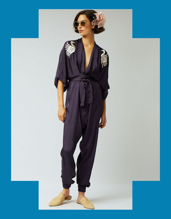 Tallulah and Hope Gloria Embroidered Jumpsuit, Blue (NAVY), large