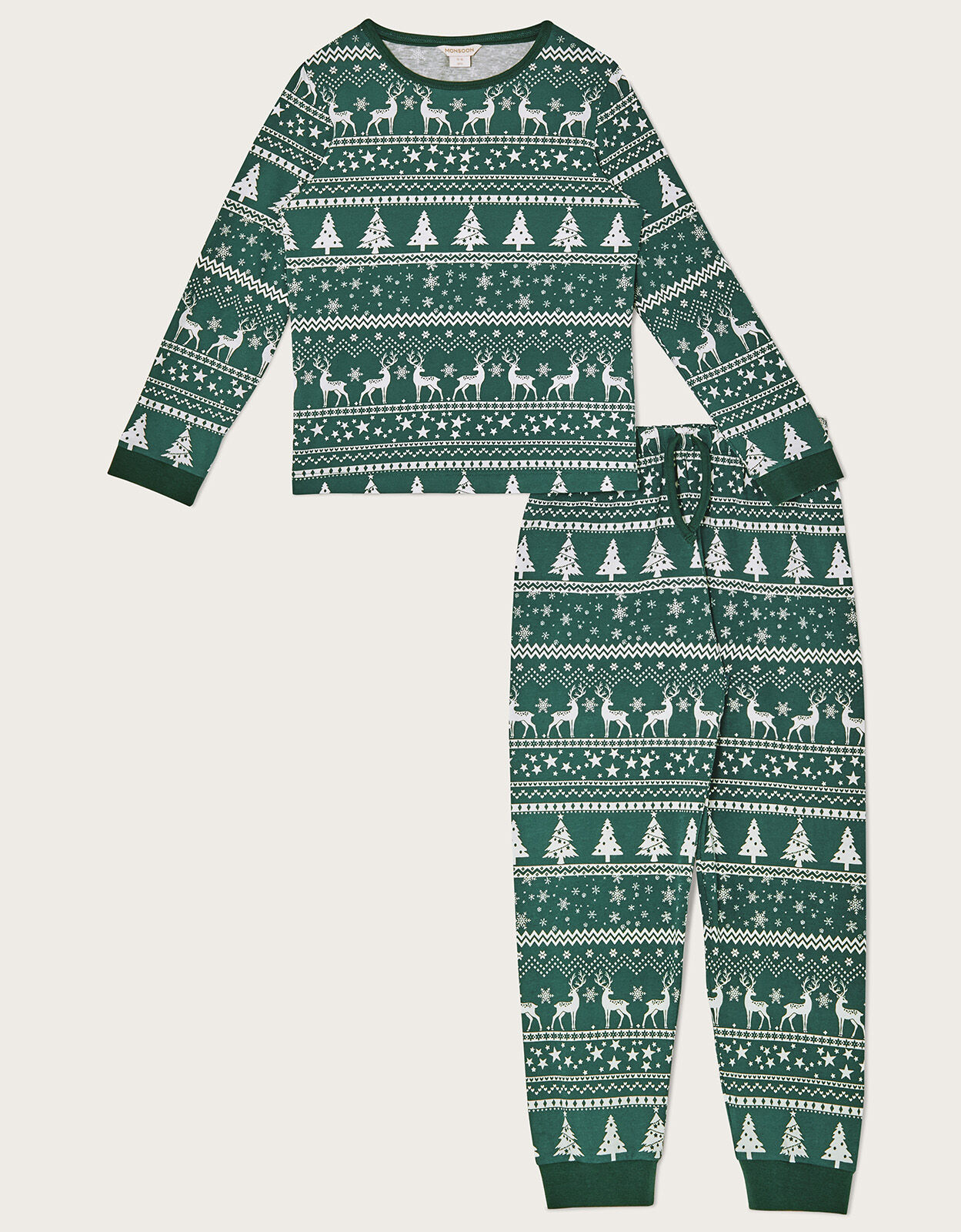 MINI ME Unisex Fair Isle Christmas Pyjama Set Green