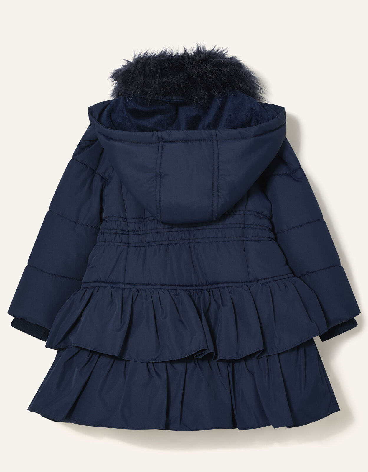 Shirred Ruffle Padded Coat Blue