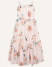 Satin Floral Maxi Dress, Pink (PINK), large