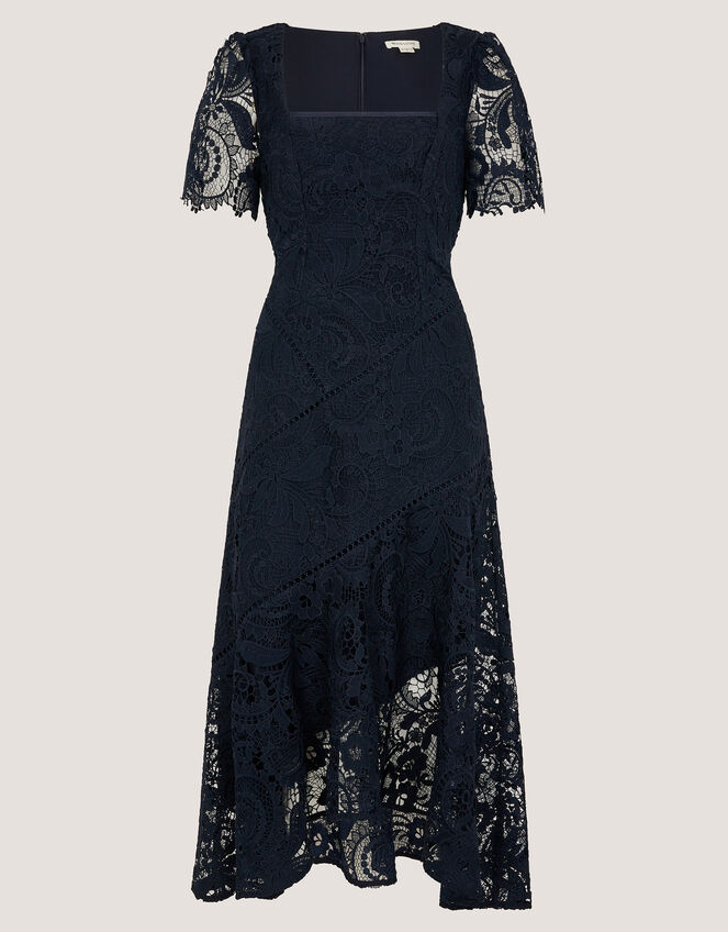 Harper Square Neck Lace Midi Dress, Blue (NAVY), large