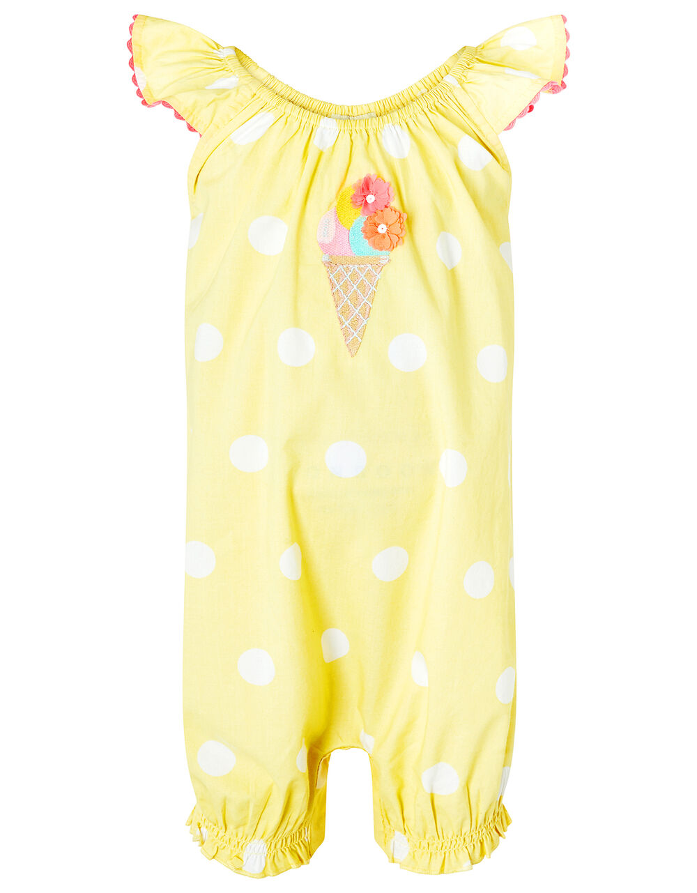 Newborn Baby Ice Cream Romper in Organic Cotton Yellow Newborn