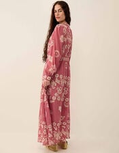 East Kris Hand-Batik Floral Print V-Neck Maxi Dress, Pink (DUSKY PINK), large