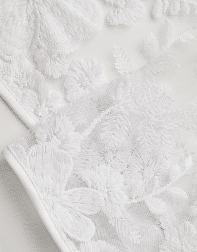 Felicity Embroidered Mesh Cardigan, White (WHITE), large