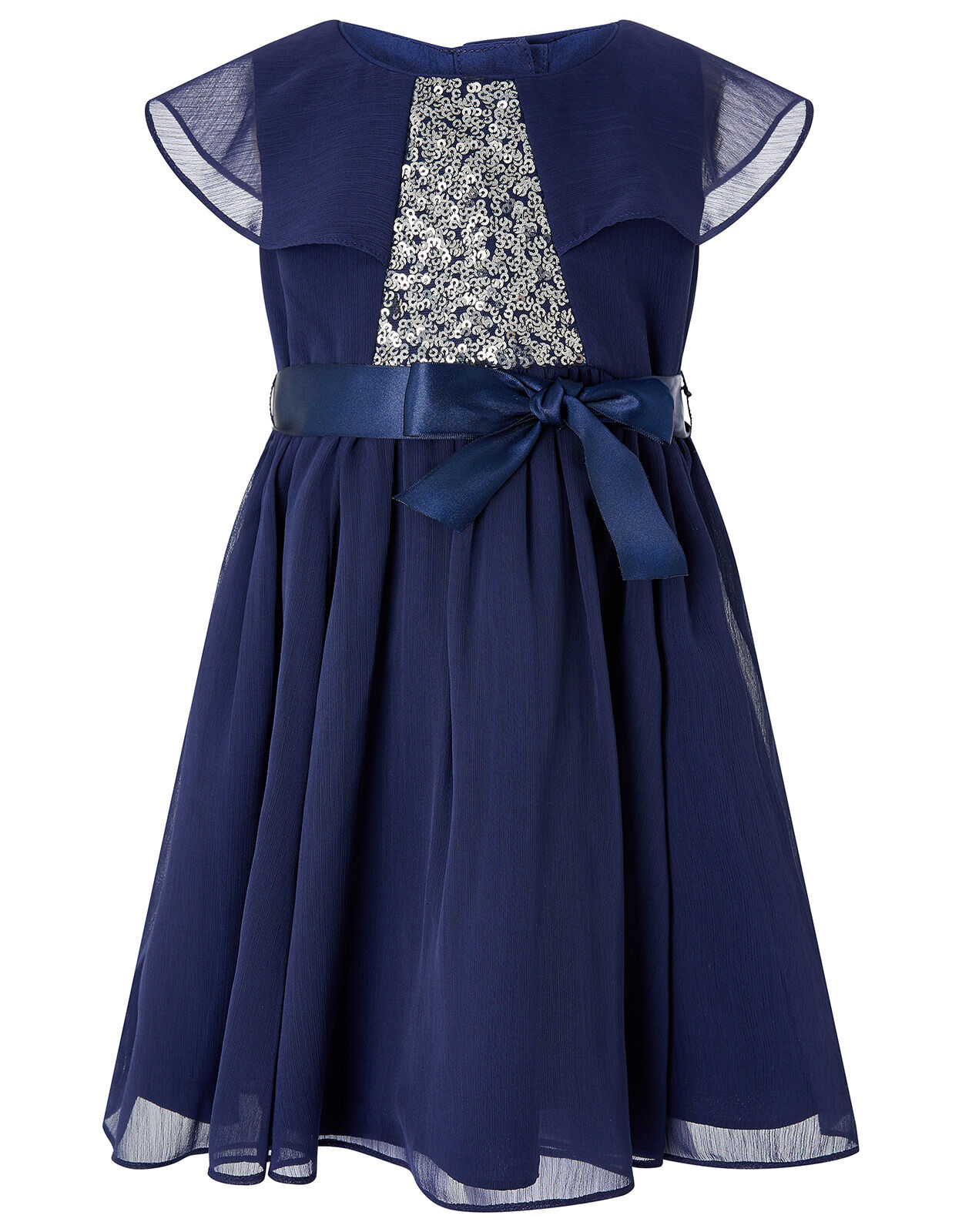 Baby Sequin Cape Dress in Recycled Fabric Blue