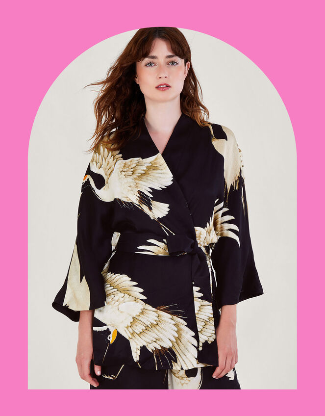 One Hundred Stars Stork Print Kimono, , large