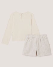 Embellished Bow Top & Tweed Skort Set, Ivory (IVORY), large