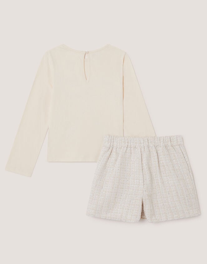Embellished Bow Top & Tweed Skort Set, Ivory (IVORY), large