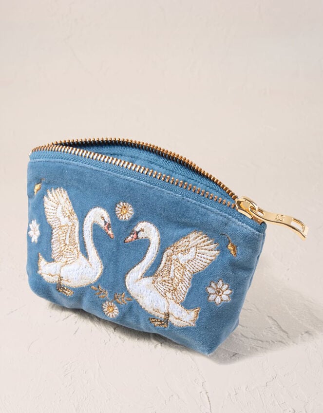 Elizabeth Scarlett Swan Garden Velvet Coin Purse, , large