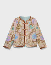 East Calla Floral Embroidered Jacket, Camel (BEIGE), large