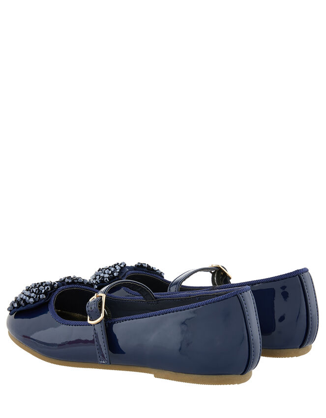Adeline Beaded Bow Ballerina Shoes, Blue (NAVY), large