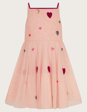 Strappy Applique Heart Dress, Pink (PINK), large