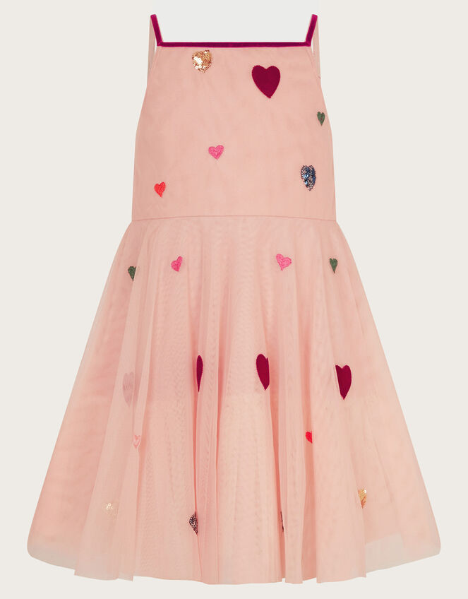 Strappy Applique Heart Dress, Pink (PINK), large