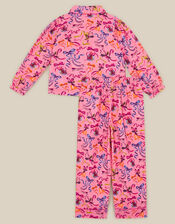 Christmas Bow Print Long Pyjamas Set, Pink (PINK), large