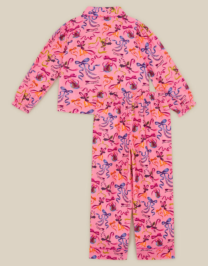 Christmas Bow Print Long Pyjamas Set, Pink (PINK), large
