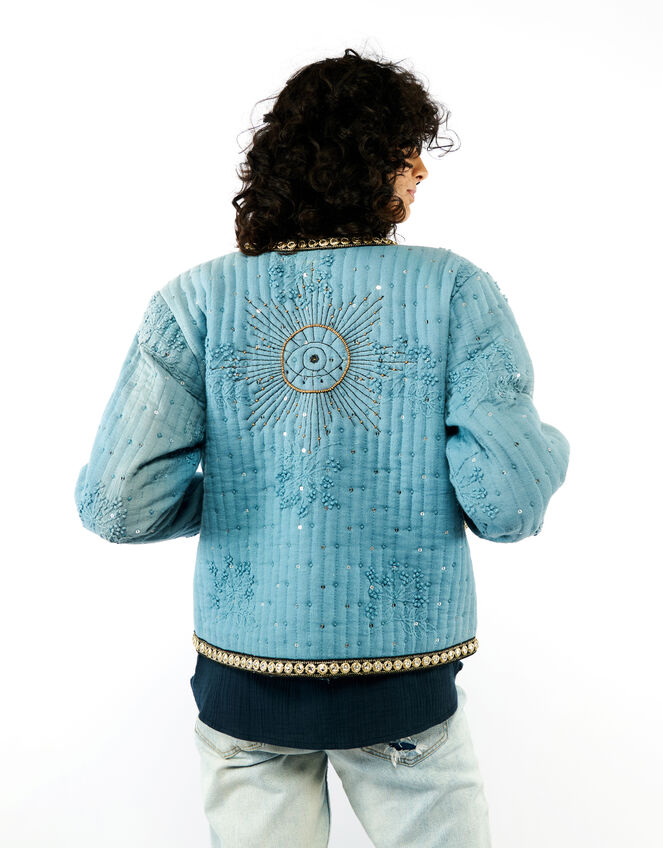 Wild Valentin Embellished Quilted Jacket, Blue (BLUE), large