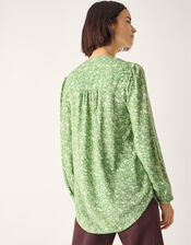 Tortie Floral Pintuck Blouse, Green (GREEN), large