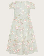 Magdalena Floral Embroidered Tulle Dress, Green (SAGE), large