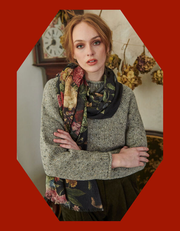 One Hundred Stars Primula Wool Scarf, , large