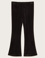 Floral Velour Flare Leggings, Black (BLACK), large