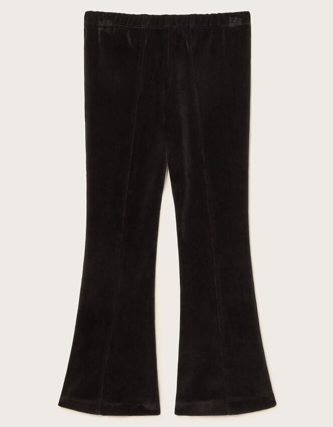 Floral Velour Flare Leggings, Black (BLACK), large