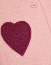 Heart Boucle Faux Fur Collar Coat, Pink (PINK), large