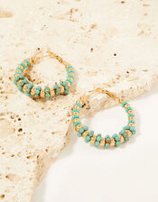 Bead Detail Hoop Earrings, , large