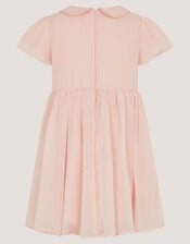 Baby Romee Puff Sleeve Embroidered Party Dress, Pink (PALE PINK), large
