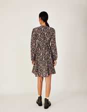 Eliza Ikat Print Short Dress, Black (BLACK), large