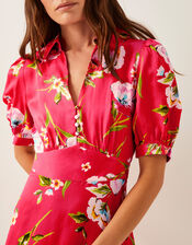 Meredith Floral Midi Shirt Dress, Red (RED), large