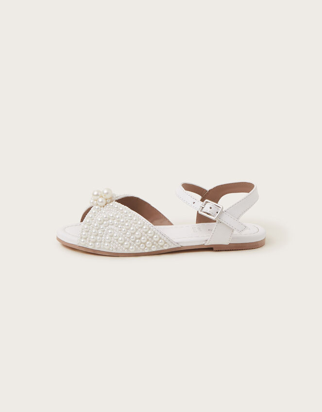 Pearly Strap Sandals, Ivory (IVORY), large