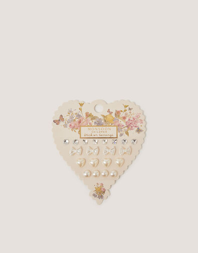 10-Pack Diamant&eacute; & Pearl Stick On Earrings, , large