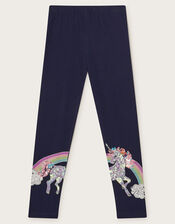 Unicorn Rainbow Leggings, Blue (NAVY), large