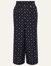 Printed Culottes in Linen Blend, Blue (NAVY), large