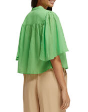 Scotch and Soda Flutter Sleeve Shirt, Green (GREEN), large
