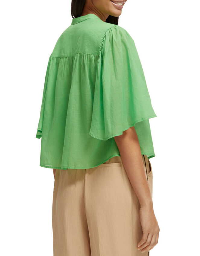 Scotch and Soda Flutter Sleeve Shirt, Green (GREEN), large