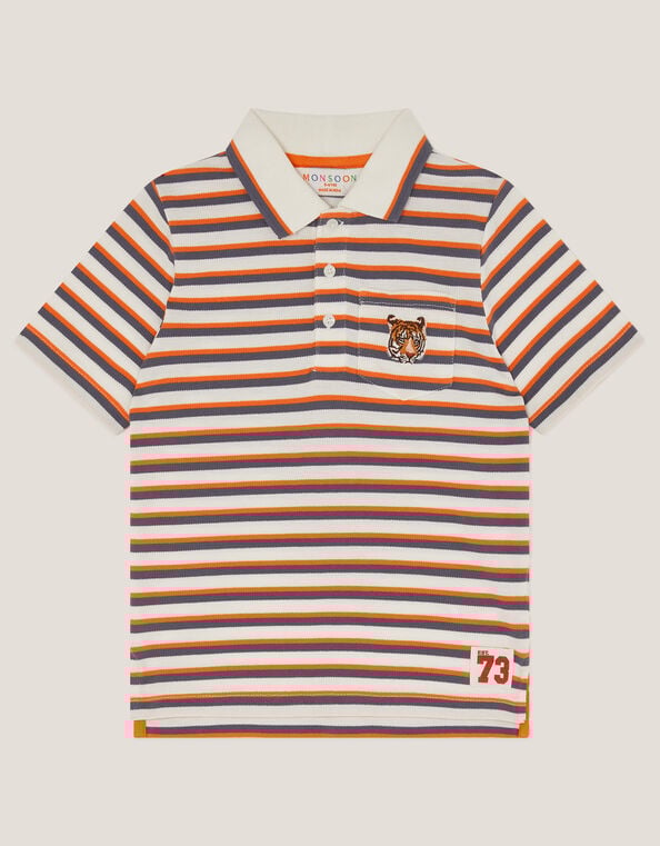 Tiger Stripe Polo Shirt, Multi (MULTI), large