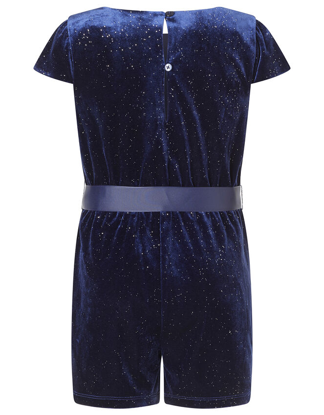 Shimmer Velvet Playsuit, Blue (NAVY), large