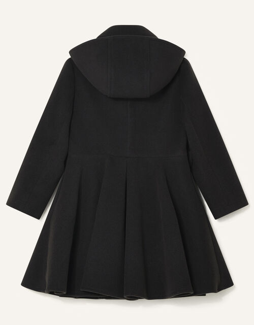 Bow Side Hooded Coat, Black (BLACK), large