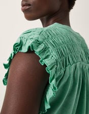 Evelyn Sleeveless Smocked Top, SEA GREEN, large