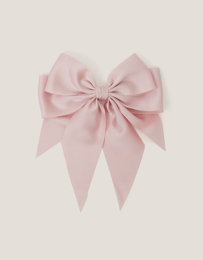 Long Tiered Satin Bow Hair Clip, , large