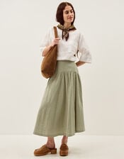 Gaia Gingham Midi Skirt, Green (GREEN), large