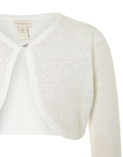 Sequin Crop Cardigan, Ivory (IVORY), large