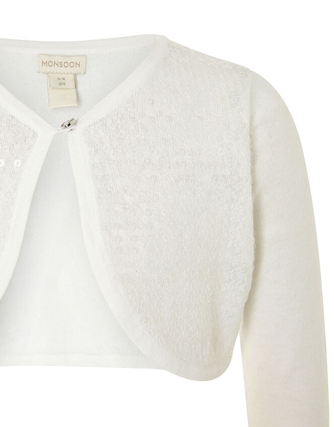 Sequin Crop Cardigan, Ivory (IVORY), large