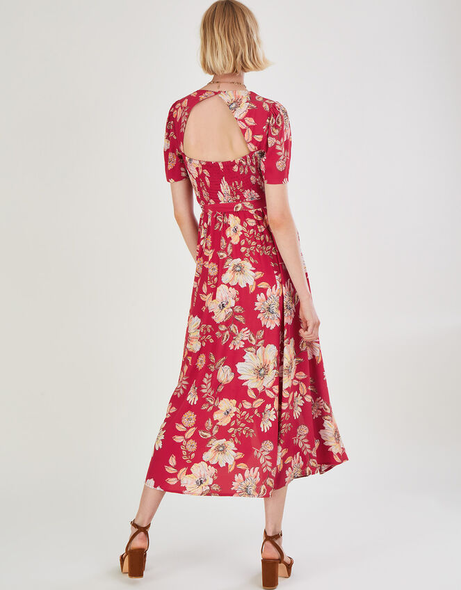 Bex Sequin Floral Wrap Dress, Red (RED), large