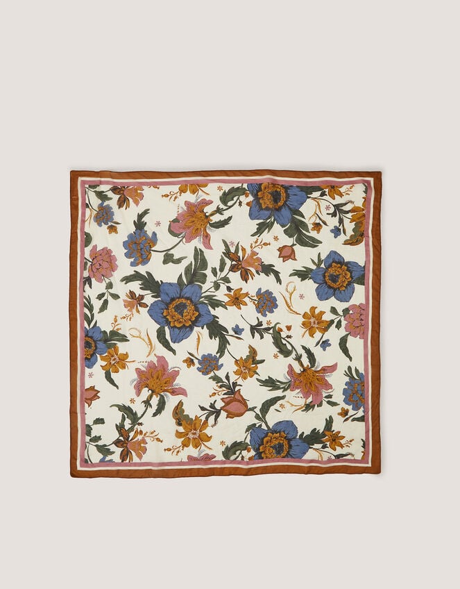 Princella Floral Square Silk Scarf, Multi (MULTI), large