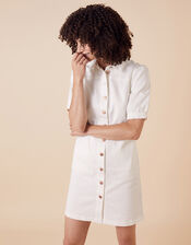 Denim Shirt Dress in Recycled Cotton, Ivory (IVORY), large
