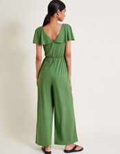 Ronda Ruffle Jersey Jumpsuit, Green (GREEN), large